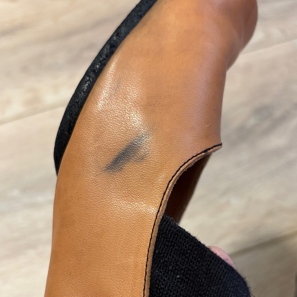 Tan Ballet Flats with Black Straps - Picture 5 of 8